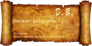 Decker Brigitta névjegykártya